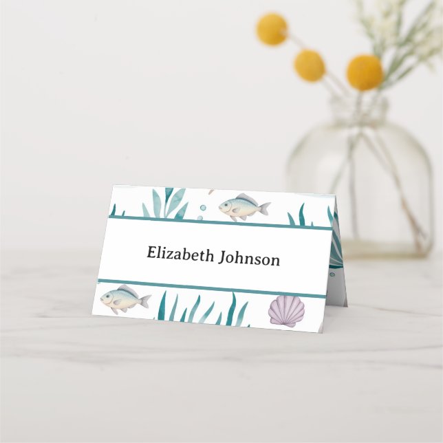 Personalized Ocean Theme Nautical Birthday Party Place Card (Front)
