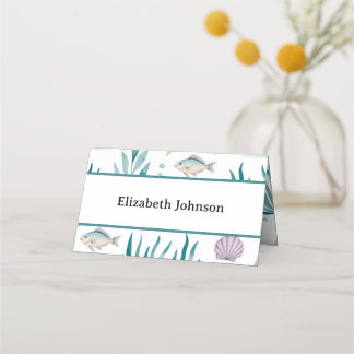 Personalized Ocean Theme Nautical Birthday Party Place Card