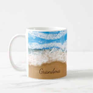 Personalized Ocean Waves Crashing on Sandy Beach Coffee Mug