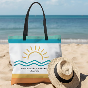 Personalized Ocean Waves Girls Weekend Tote Bag