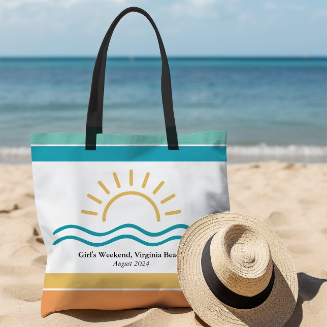 Personalized Ocean Waves Girls Weekend Tote Bag (Creator Uploaded)