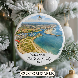 Personalized Oceanside Ornament, Custom California Ceramic Ornament