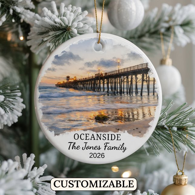 Personalized Oceanside Ornament, Custom California Ceramic Ornament (Creator Uploaded)
