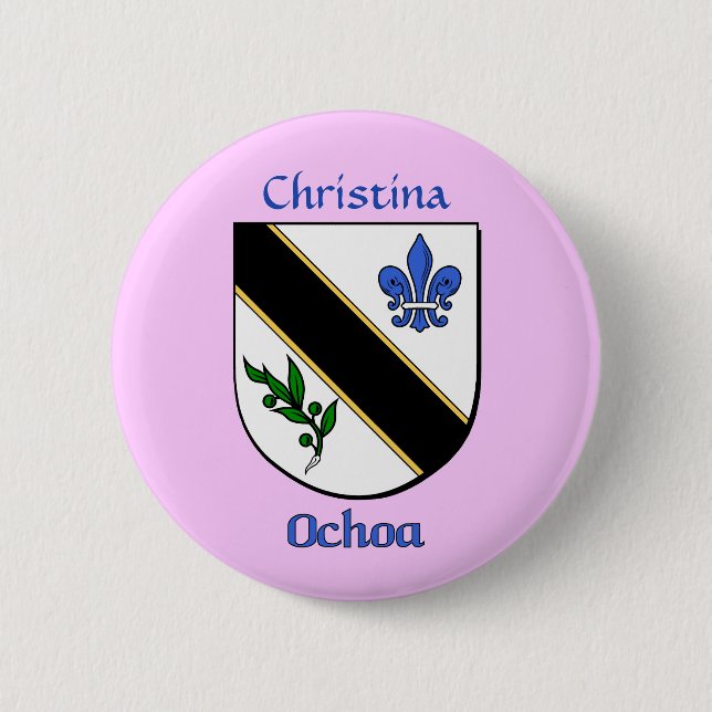 Personalized Ochoa Historical Shield 2 Inch Round Button (Front)