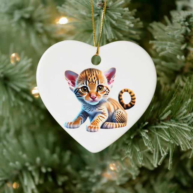 Personalized Ocicat Kitten Ceramic Ornament (Tree)