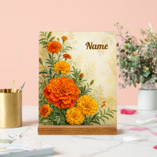 Personalized October Birth Flower Marigold Acrylic Sign