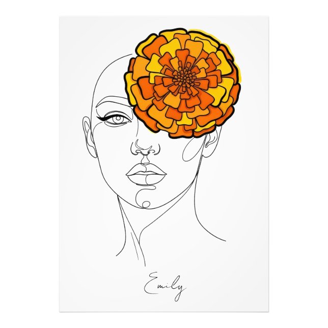 Personalized October Birth Flower Portrait Photo Print (Front)