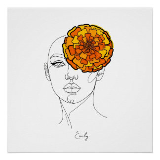 Personalized October Birth Flower Portrait Poster