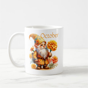 Personalized October Birth Month Garden Gnome Coffee Mug