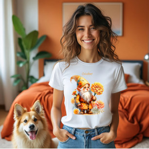 Personalized October Birth Month Garden Gnome Tri-Blend Shirt