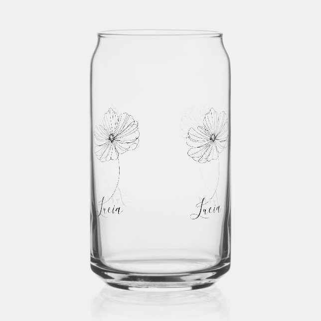 Personalized October Cosmos Birth Flower Gift  Can Glass (Front)
