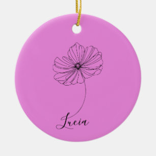 Personalized October Cosmos Birth Flower Gift  Ceramic Ornament