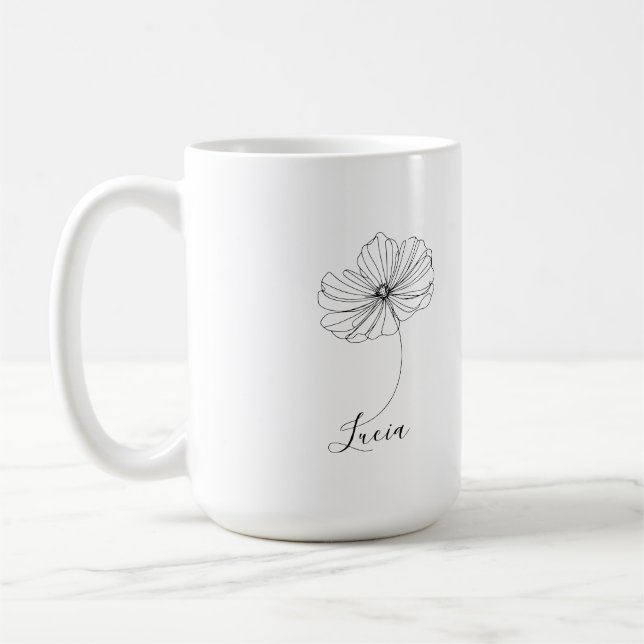 Personalized October Cosmos Birth Flower Gift  Coffee Mug (Left)