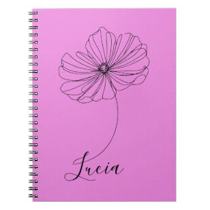 Personalized October Cosmos Birth Flower Gift  Notebook