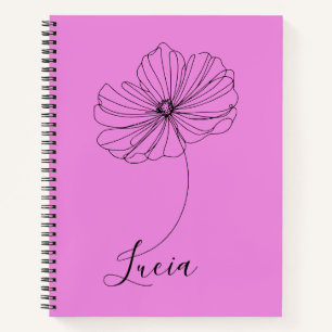 Personalized October Cosmos Birth Flower Gift  Notebook