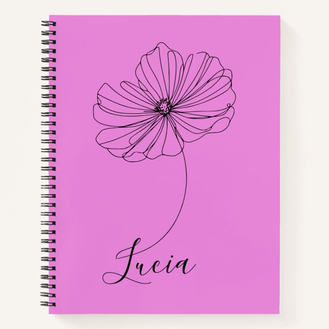 Personalized October Cosmos Birth Flower Gift  Notebook (Front)
