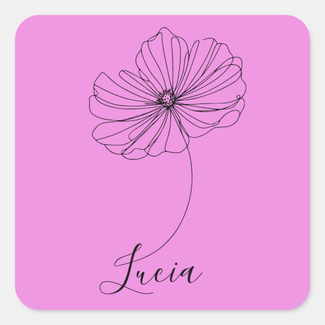 Personalized October Cosmos Birth Flower Gift  Square Sticker (Front)
