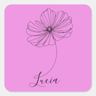 Personalized October Cosmos Birth Flower Gift Square Sticker