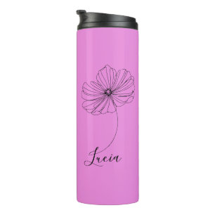 Personalized October Cosmos Birth Flower Gift Thermal Tumbler