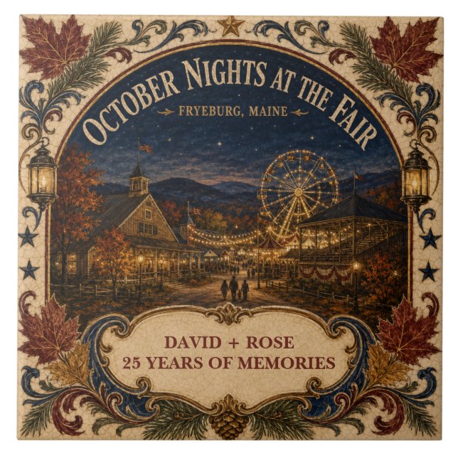 Personalized October Nights Fryeburg Fair Maine Tile (Front)