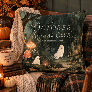 Personalized October Social Club Halloween Pillow