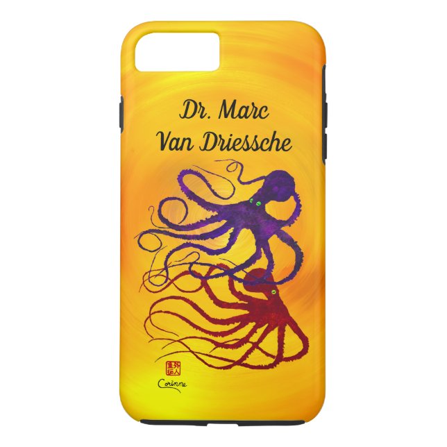 Personalized Octopi On Yellow - Tough Phone Case (Back)