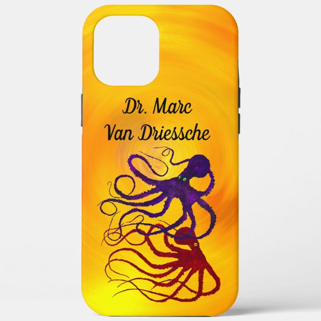 Personalized Octopi On Yellow - Tough Phone Case (Back)