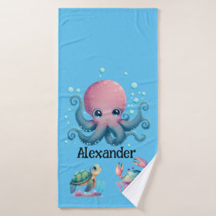 personalized octopus bath towel
