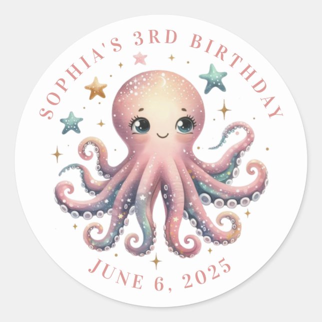 Personalized Octopus Round Stickers (Front)
