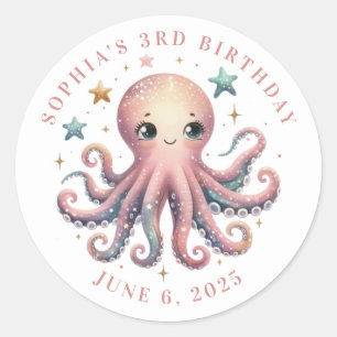 Personalized Octopus Round Stickers