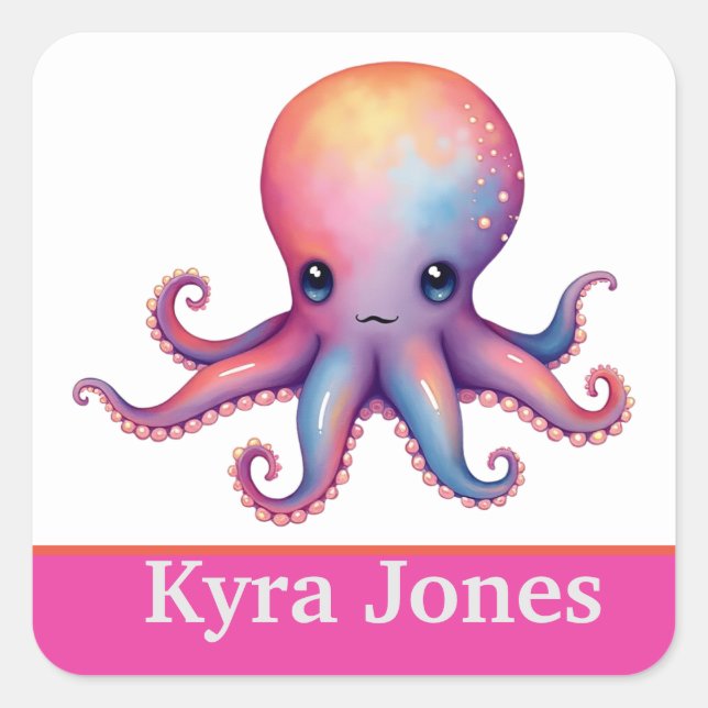 Personalized octopus stickers colourful (Front)
