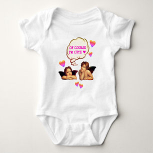 Personalized OF COURSE I'M CUTE Cherub Angel Baby Bodysuit