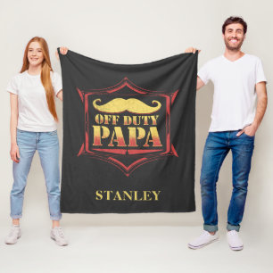 Personalized Off Duty Papa Retired Dad Fleece Blanket