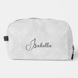 Personalized off white damask style elegant dopp kit