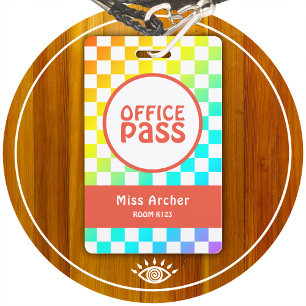 Personalized Office Bathroom Pass Teachers Card Badge