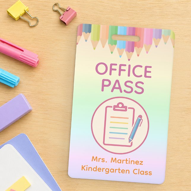 Personalized Office Pass Badge for Teachers (School Office Pass)