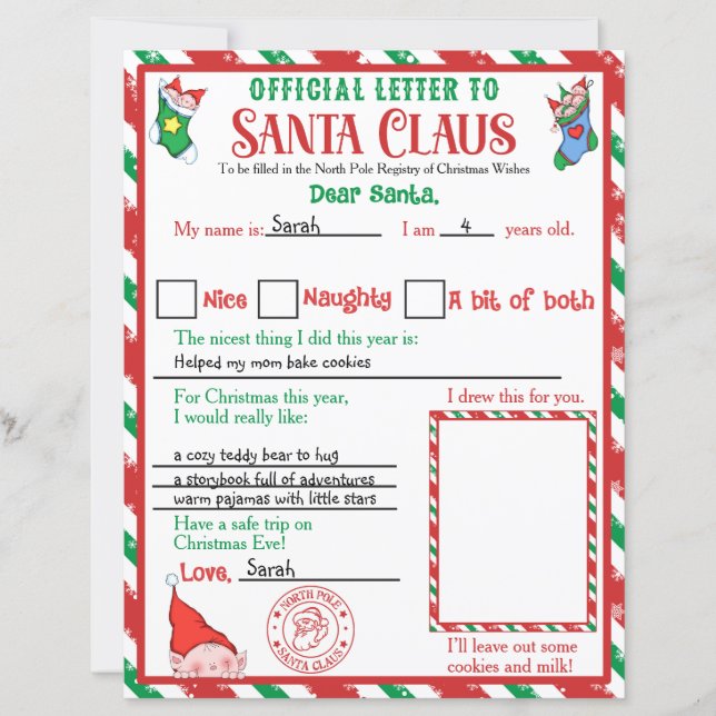 Personalized Official North Pole Letter to Santa (Front)