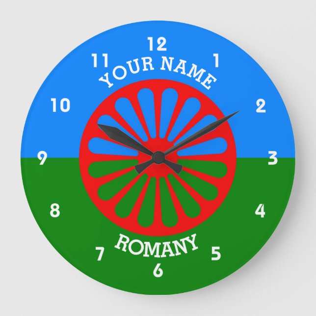 Personalized Official Romany gypsy travellers flag Large Clock (Front)