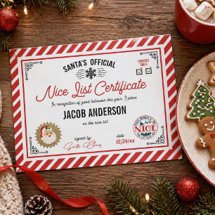 Personalized Official Santa Nice List Certificate
