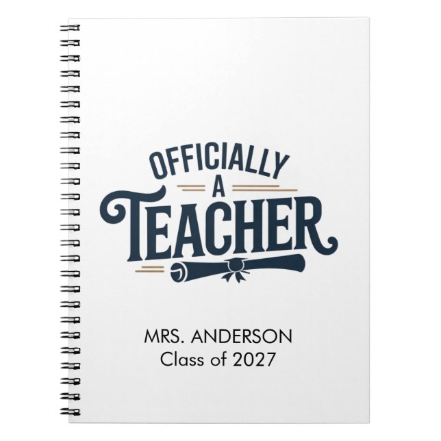 Personalized Officially A Teacher Graduation Gift Notebook (Front)