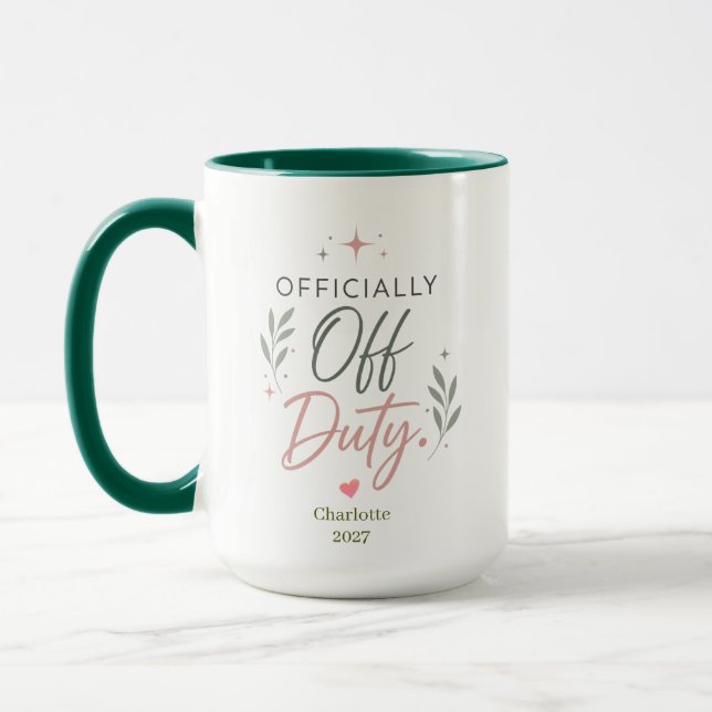 Personalized Officially Off Duty Retirement Gift Mug (Left)