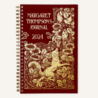 Personalized Old Book Reynard Fox Dotted Journal