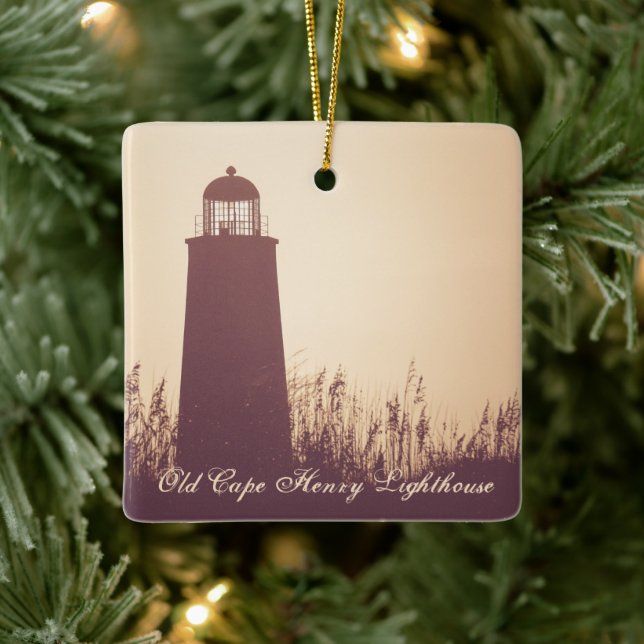 Personalized Old Cape Henry Lighthouse Christmas Ceramic Ornament (Tree)