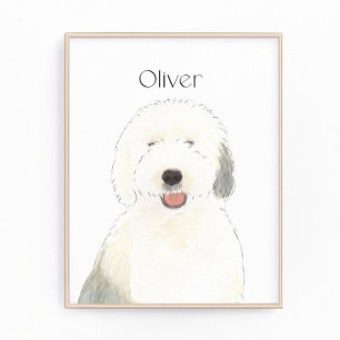 Personalized Old English Sheepdog Art Photo Print