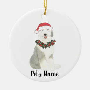 Personalized Old English Sheepdog Ceramic Ornament