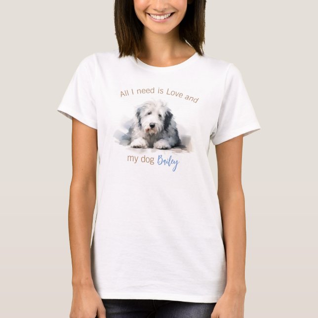 Personalized Old English Sheepdog  T-Shirt (Front)