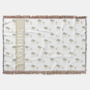 Personalized Old English Sheepdog Throw Blanket