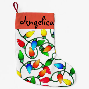 Personalized Old Fashioned Christmas Lights Small Christmas Stocking