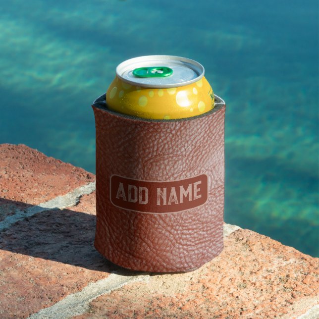 Personalized Old Leather Can Cooler (In Situ Pool)
