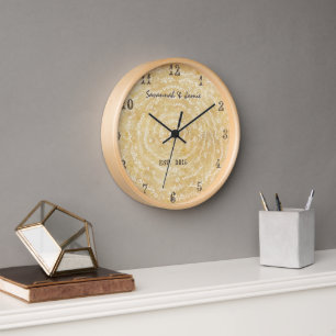 Personalized Old Rustic Floral Garland Swirl Clock
